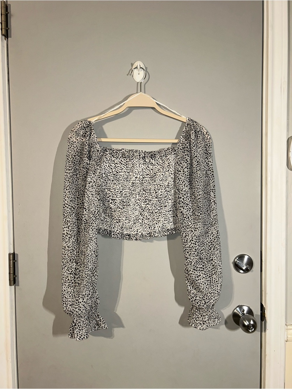 Jopna XS Smocked Square-Neck Crop Top sheer flowy sleeves coquette prairie